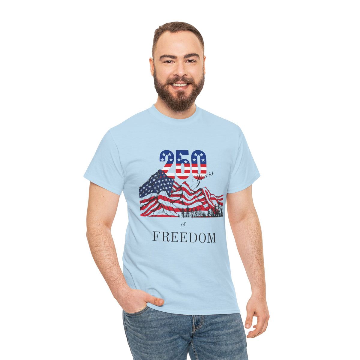 Freedom 250 American Flag T-Shirt — Patriotic 4th of July Tee